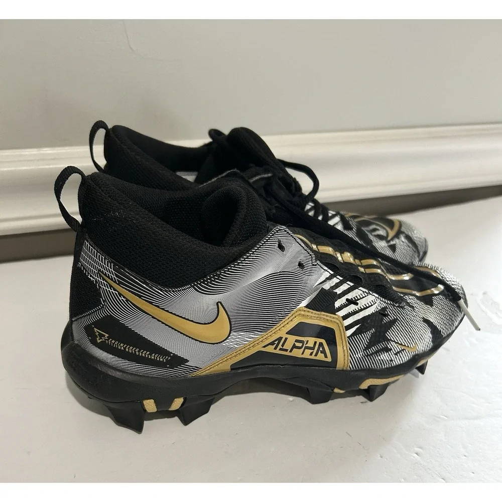 Nike Alpha Fastflex Cv0585-071 Baseball Football Cleat Black Gold EUC Youth 6